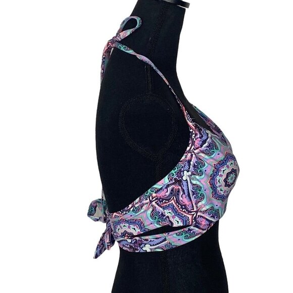 VICTORIA SECRET The Wrap Halter Bikini Top Multicolor 34D 56-7 - Picture 3 of 10